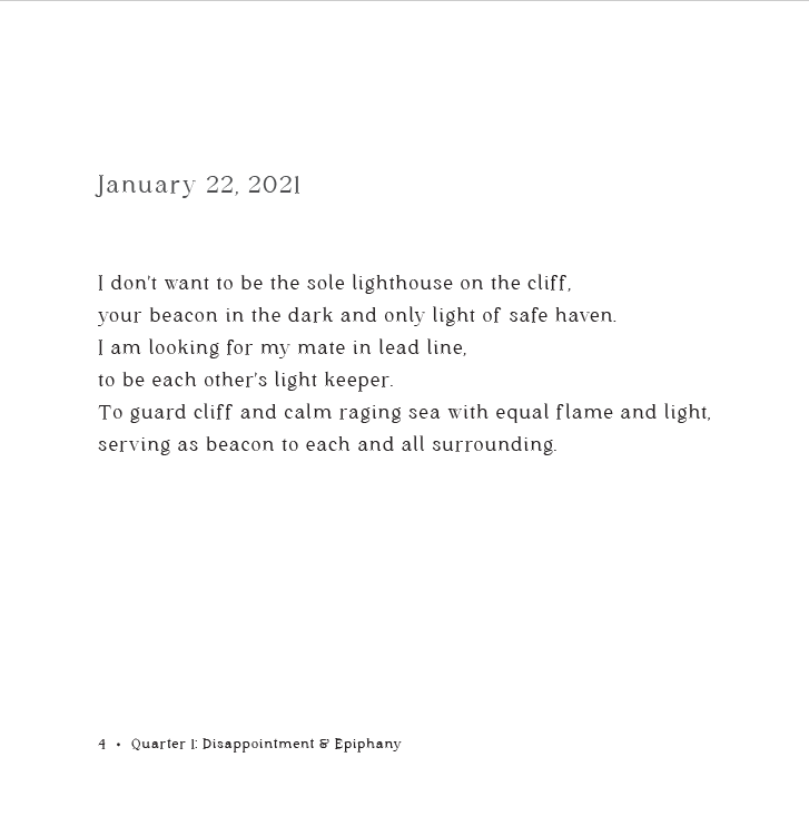 Poem sample3: I don’t want to be the sole lighthouse on the cliff, your beacon in the dark and only light of safe haven. I am looking for my mate in lead line, to be each other’s light keeper. To guard cliff and calm raging sea with equal flame and light, serving as beacon to each and all surrounding.